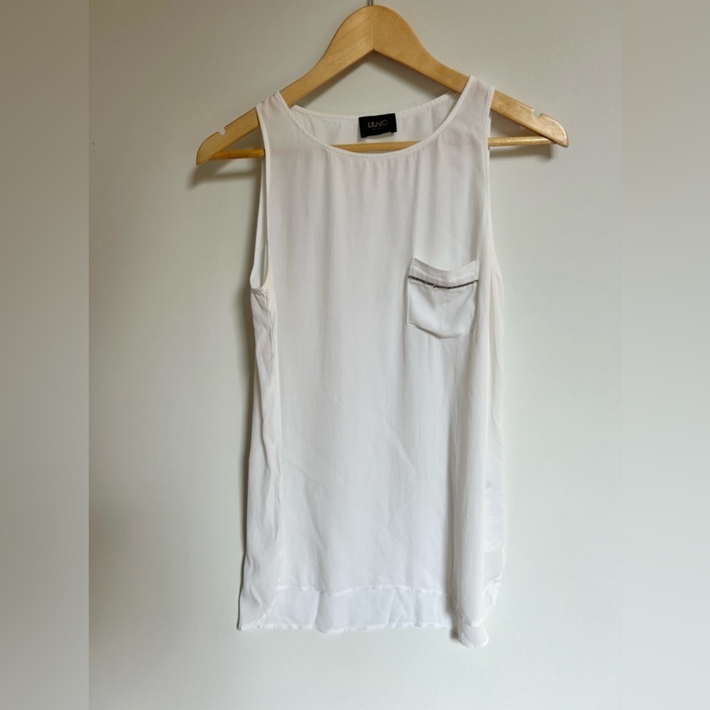 Liu Jo silk blend tank white pocket crystals top blouse - Picture 7 of 9
